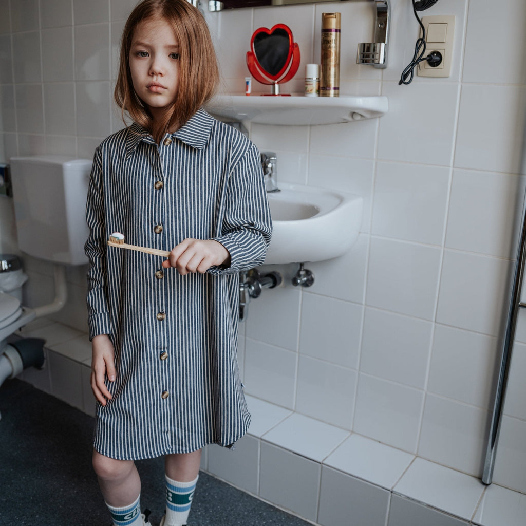 SHIRT DRESS striped denim