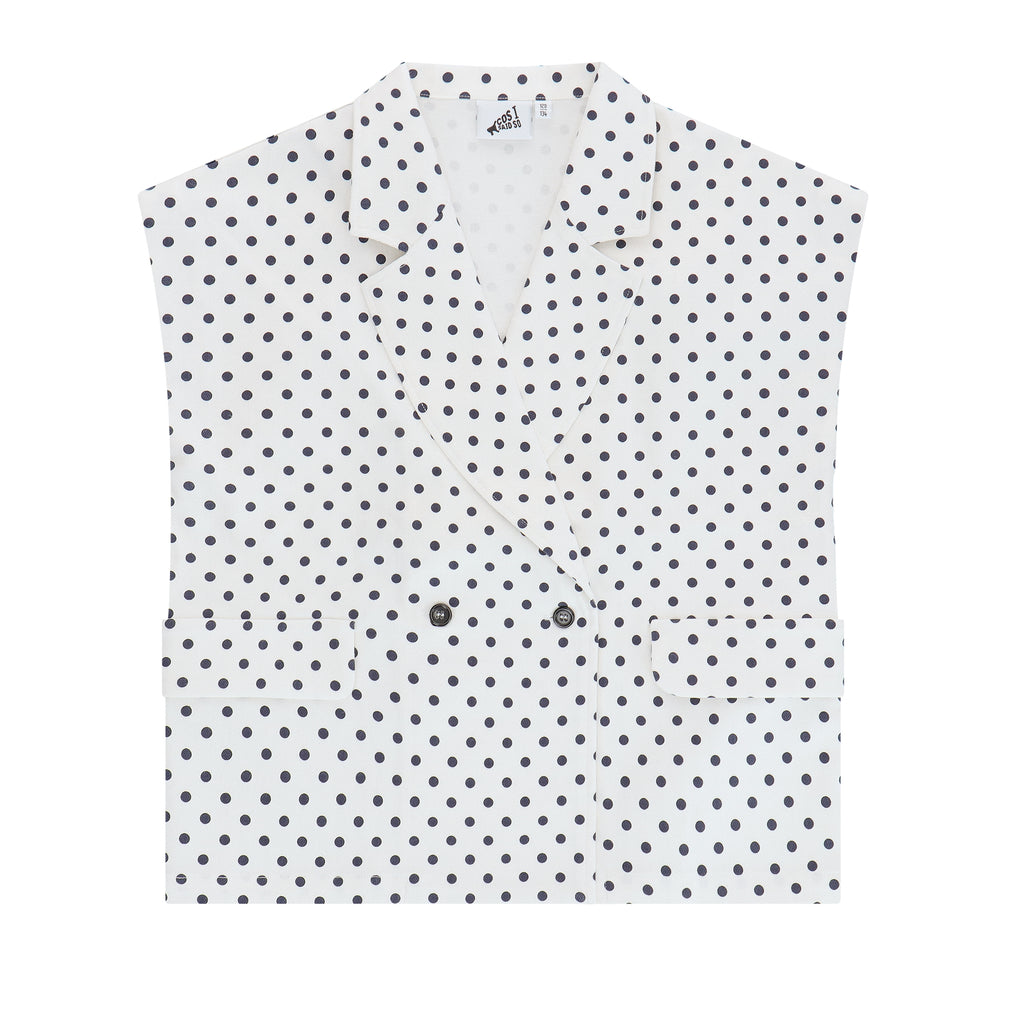 POLKA DOT SLEEVELESS BLAZER